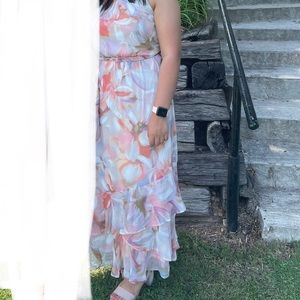 Calvin Klein halter floral maxi dress